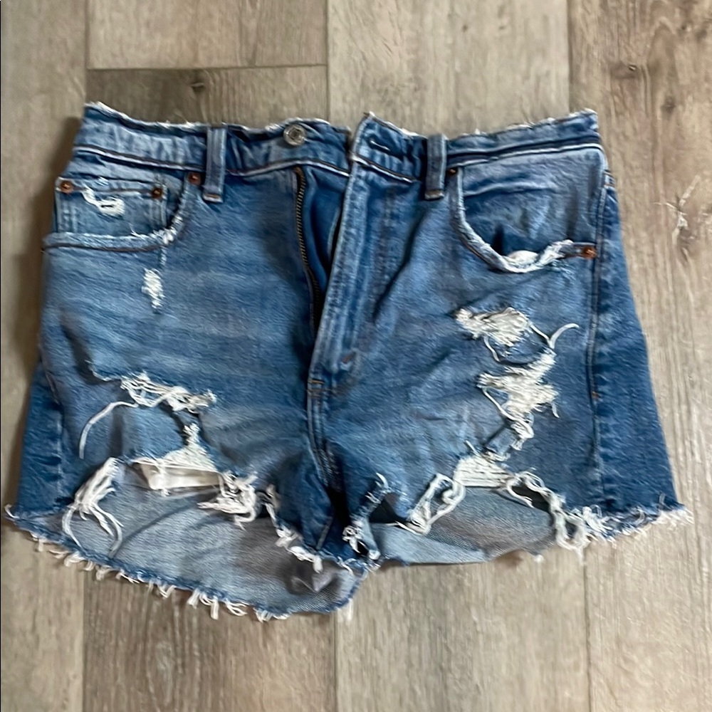 Abercrombie & Fitch Ripped Blue Jean Shorts